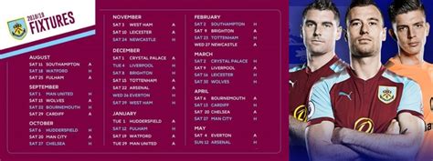 Burnley Premier League Fixtures 2018/19 dates, venues