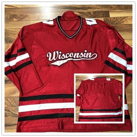 Wisconsin Badgers College Vintage Hockey Jersey Embroidery Stitched ...