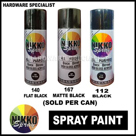 Nikko Spray Paint Flat Black #140, Matte Black #167 Or Black #112 | Shopee Philippines