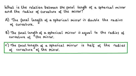 Question Video: Recalling the Relationship between the Focal Length of ...