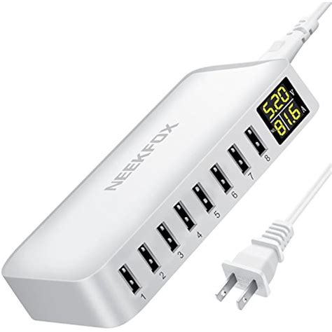 Charging Stations Multi USB Charger Station, NEEKFOX 8-Port With LCD ...