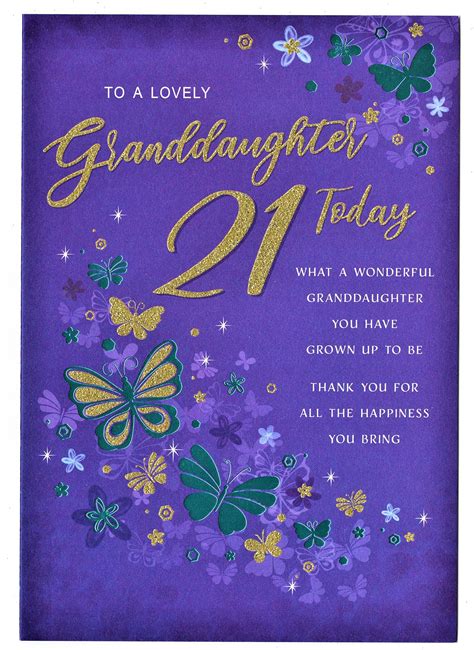 Granddaughter 21st Birthday 'To A Lovely Granddaughter 21 Today' - With Love Gifts & Cards