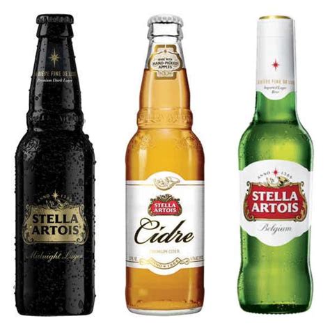 three different types of beer bottles are shown