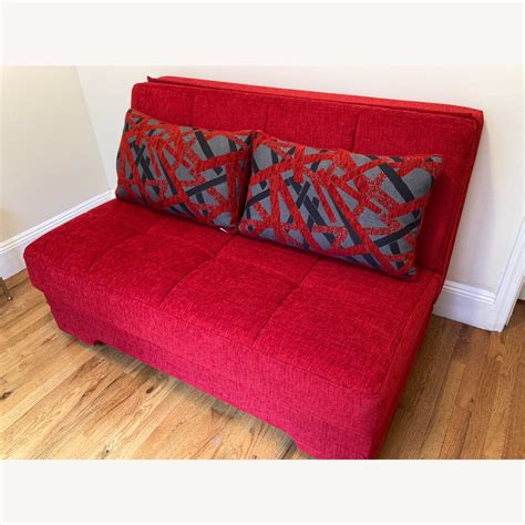 Twist Story Red Loveseat Sleeper - Full Bed - AptDeco