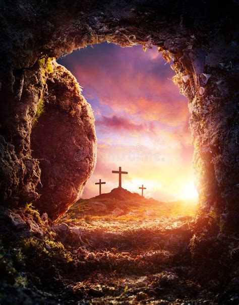 Crucifixion and Resurrection of Jesus Christ - Empty Tomb Stock Image ...