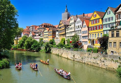 Punts On River Neckar In Lovely Old Tuebingen Germany Photograph by ...