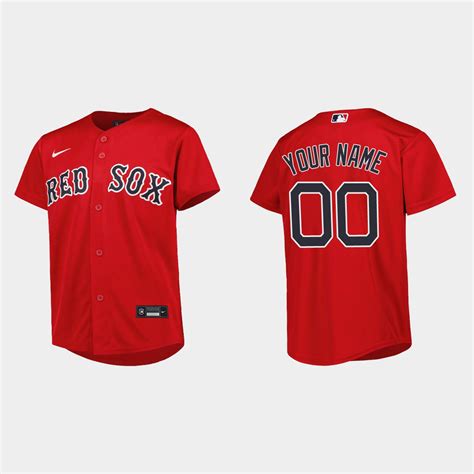 Youth Boston Red Sox Custom Red Replica Alternate Jersey - OK MLB SHOP