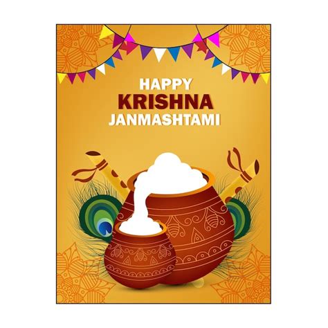 Premium Vector | Greeting Card for krishna janmashtami