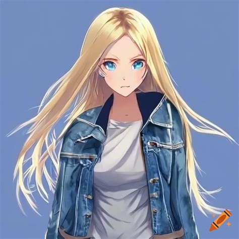 Female anime character, long blonde hair, blue eyes, arrogant, jeans ...