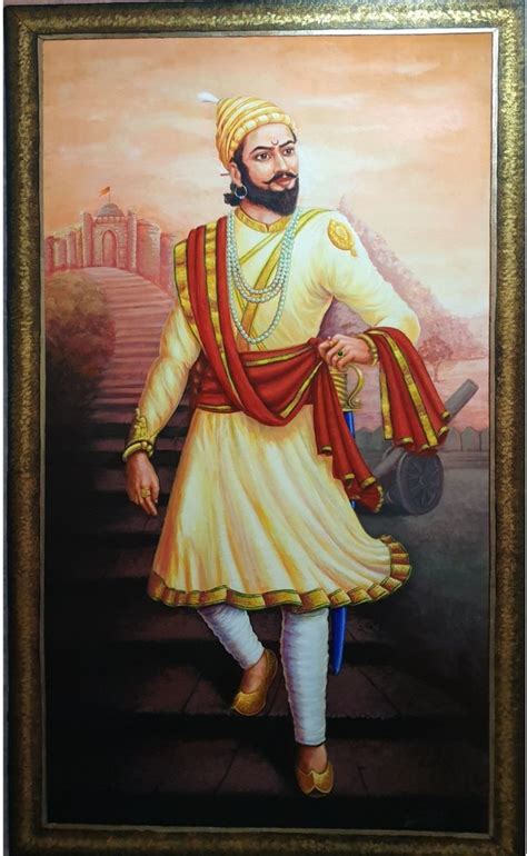 Canvas Oil Chatrapati Shivaji Maharaj Standing portrait painting at ...