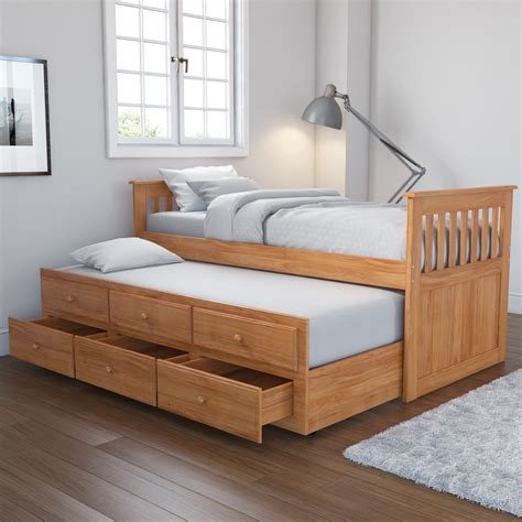 Oxford Captains Guest Bed With Storage in Pine - Trundle Bed Included | Trundle bed with storage ...