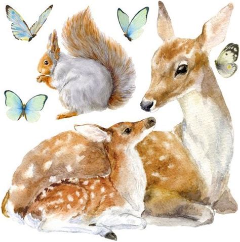 Pin by Ellen Bounds on ANIMALS WITH FLOWERS 2 | Deer illustration, Woodland animals, Baby deer