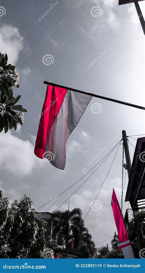 Indonesian Flag National Symbol in the Sky Stock Image - Image of flag ...