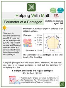 Perimeter of a Pentagon Valentine's Day Themed Worksheets | Aged 7-9