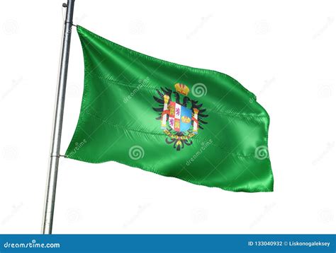 Toledo Province of Spain Flag Waving Isolated on White Background ...