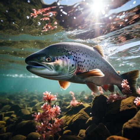 Premium AI Image | Rainbow Trout in its Natural Habitat Wildlife Photography Generative AI