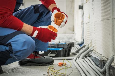 Premium Photo | Caucasian electrician assembling electrical boxes ...