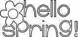 Hello Spring Text Flower Coloring Page  Wecoloringpagecom sketch template