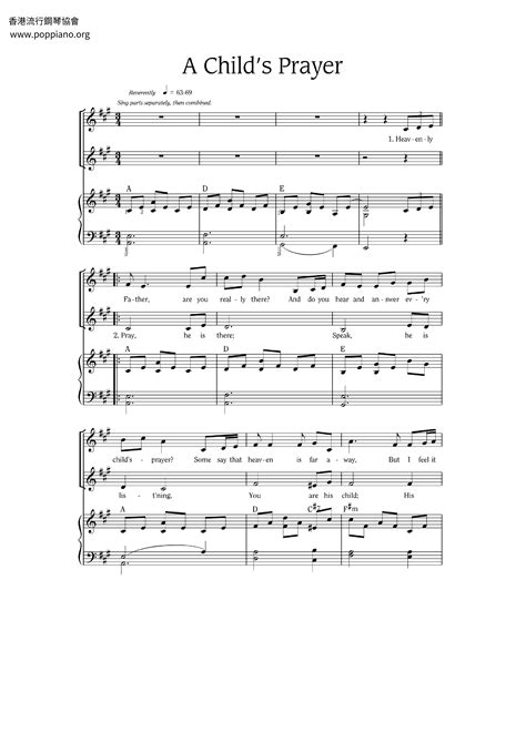 Spiritual-A Child's Prayer Sheet Music pdf, - Free Score Download ★