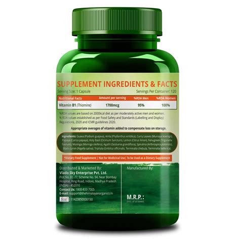 Himalayan Organics Plant-Based Vitamin B1 | Rich in Antioxidants | Sup ...