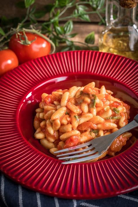 Cavatelli Pasta with Fresh Tomato Sauce. Stock Image - Image of mediterranean, delicious: 119495969