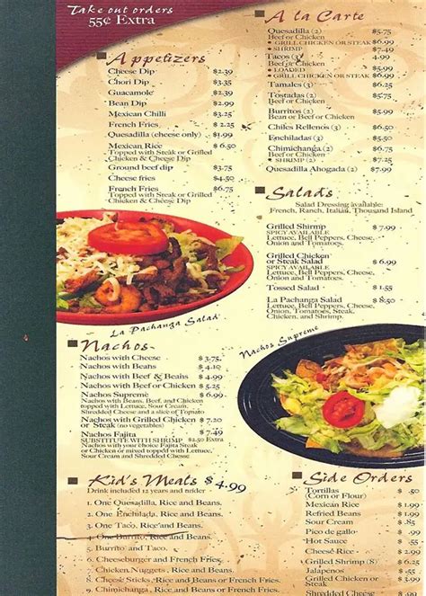 La Pachanga Menu, Menu for La Pachanga, Sullivan, Terre Haute ...