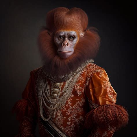 Premium AI Image | A monkey wearing a dress with fringes and a fringed skirt.