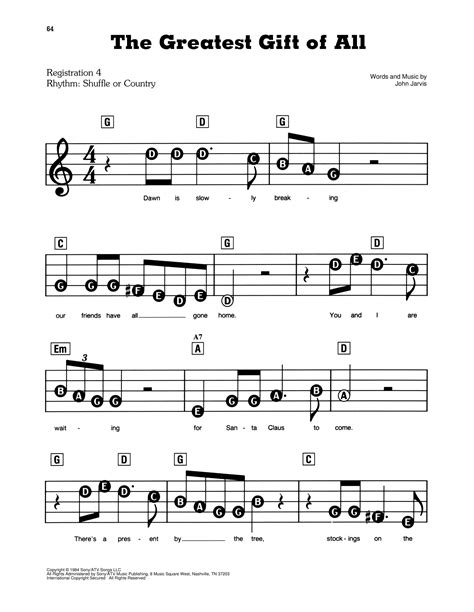 The Greatest Gift Of All by Kenny Rogers and Dolly Parton Sheet Music for E-Z Play Today at ...