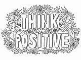 Printable Think Positive Coloring Page  Free Pages sketch template