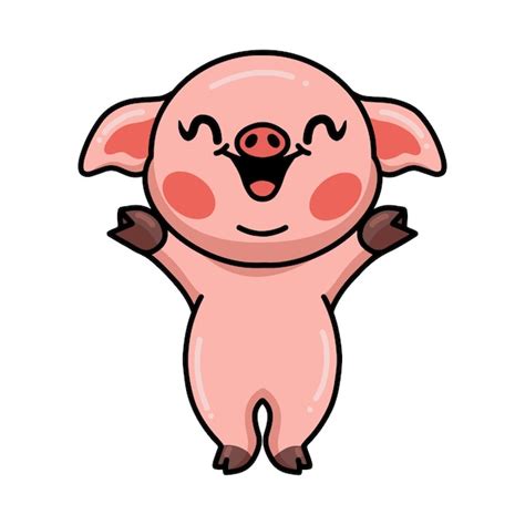 Premium Vector | Cute happy little pig cartoon