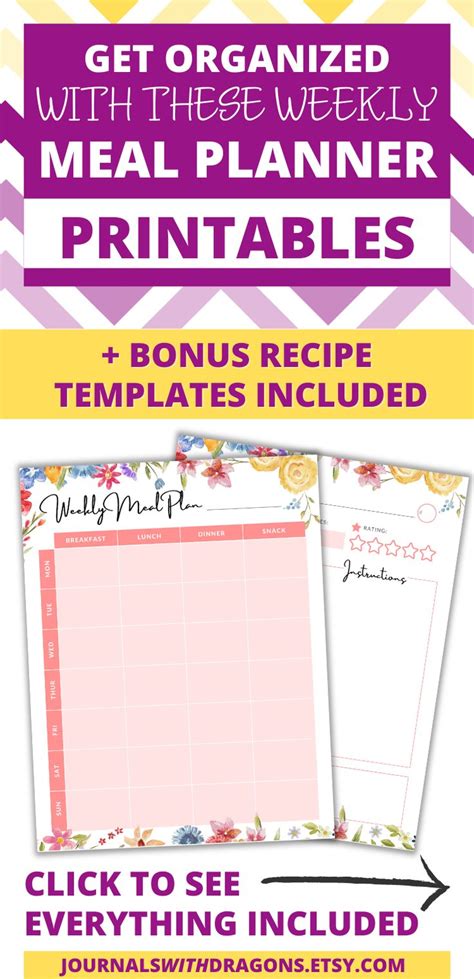 Meal Planner & Recipe Book Printables for Pantry Organization, Recipe ...