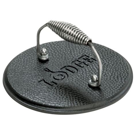 Lodge Logic 7.5" Round Cast Iron Grill Press with cool grip Spiral ...