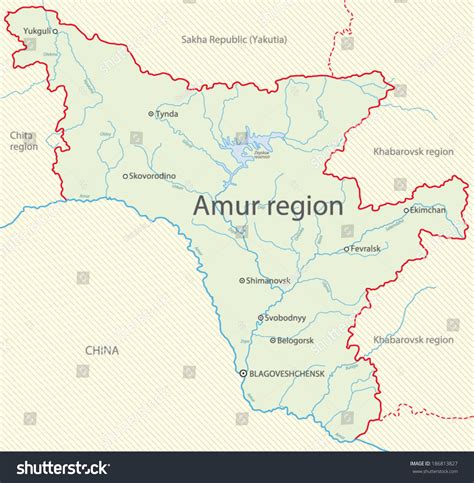 Map Amur Region Russia Stock Vector (Royalty Free) 186813827 | Shutterstock