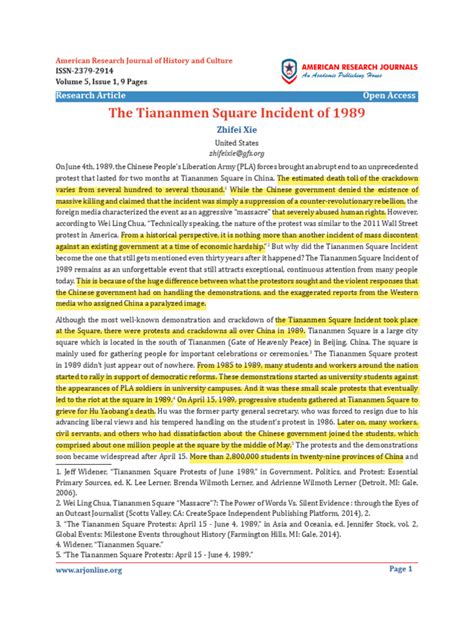 The Tiananmen Square Incident of 1989 | Download Free PDF | Cost Of ...