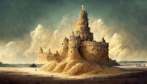 Premium Photo | Epic sand castle concept art illustration