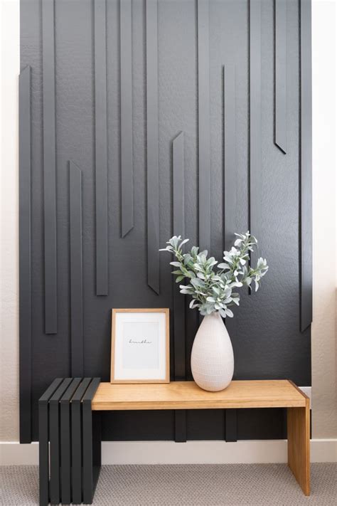 DIY Modern Slat Wall | Modern wall paneling, Accent walls in living room, Wall paneling diy