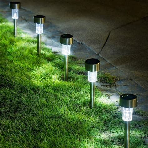 MLADEN 12 Pcs Solar Lights, Stainless Steel Outdoor Path Lights - Waterproof, LED Landscape ...