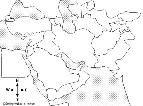 Southwest Asia Blank Political Map - Time Zones Map