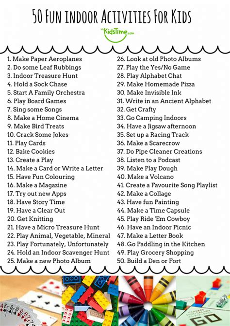 50 Fun Indoor Activities For Kids Checklist