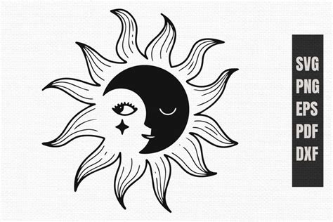 Sun & Moon SVG | Sun Face SVG | Celestial Sun & Moon SVG