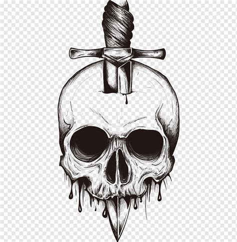 Skull Knife Drawing, Skull Sketch, Skulls Drawing, Simple Skull Drawing ...