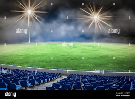 Empty football stadium field at night Stock Photo - Alamy