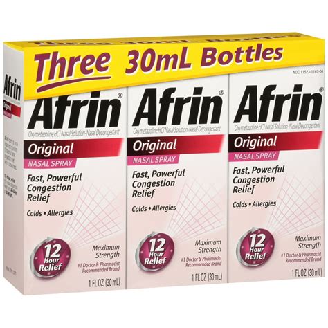 Afrin® Original Nasal Decongestant Nasal Spray 3-30mL Bottles - Walmart ...