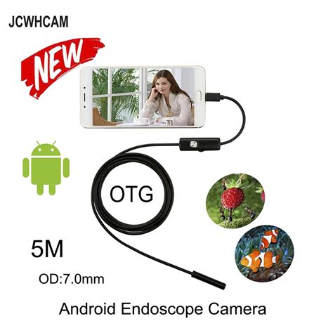 JCWHCAM 5M Micro USB Android Endoscope Camera 7mm Len Flexible Snake USB Pipe Portable ...