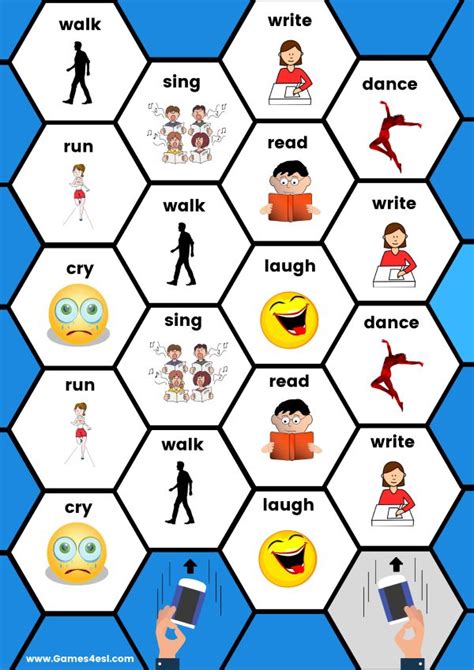 Action Verbs Board Game | ESL Printable Board Games | Action verbs, Fun english games, Verbs for ...