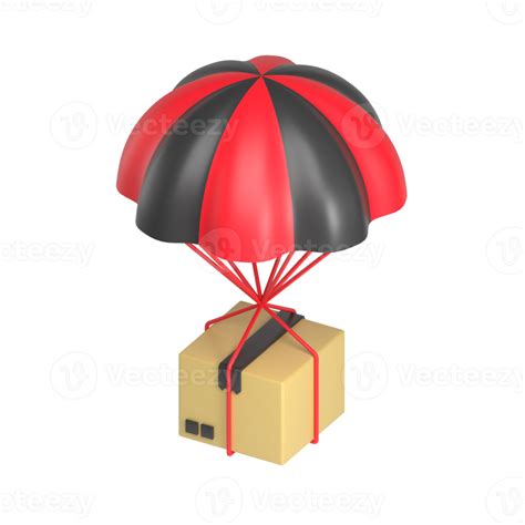 red and black airdrop delivery 3d illustration 18982679 PNG