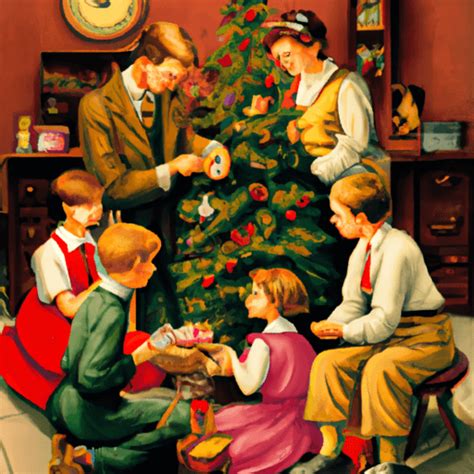 Norman Rockwell Christmas Tree Graphic · Creative Fabrica