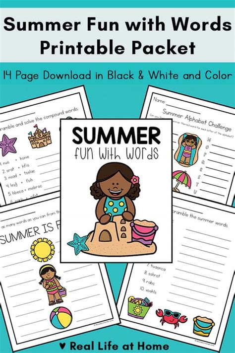 Fun Summer Word List Activities Printable Worksheets (1st - 3rd Grade)