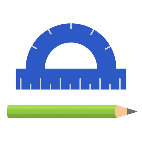 Protractor and pencil, stationery for pupils and students. School and university educational ...