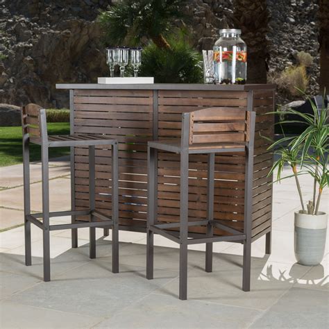 Red Barrel Studio® Libnah 3 Piece Bar Set | Wayfair | Outdoor patio bar sets, Outdoor patio bar ...